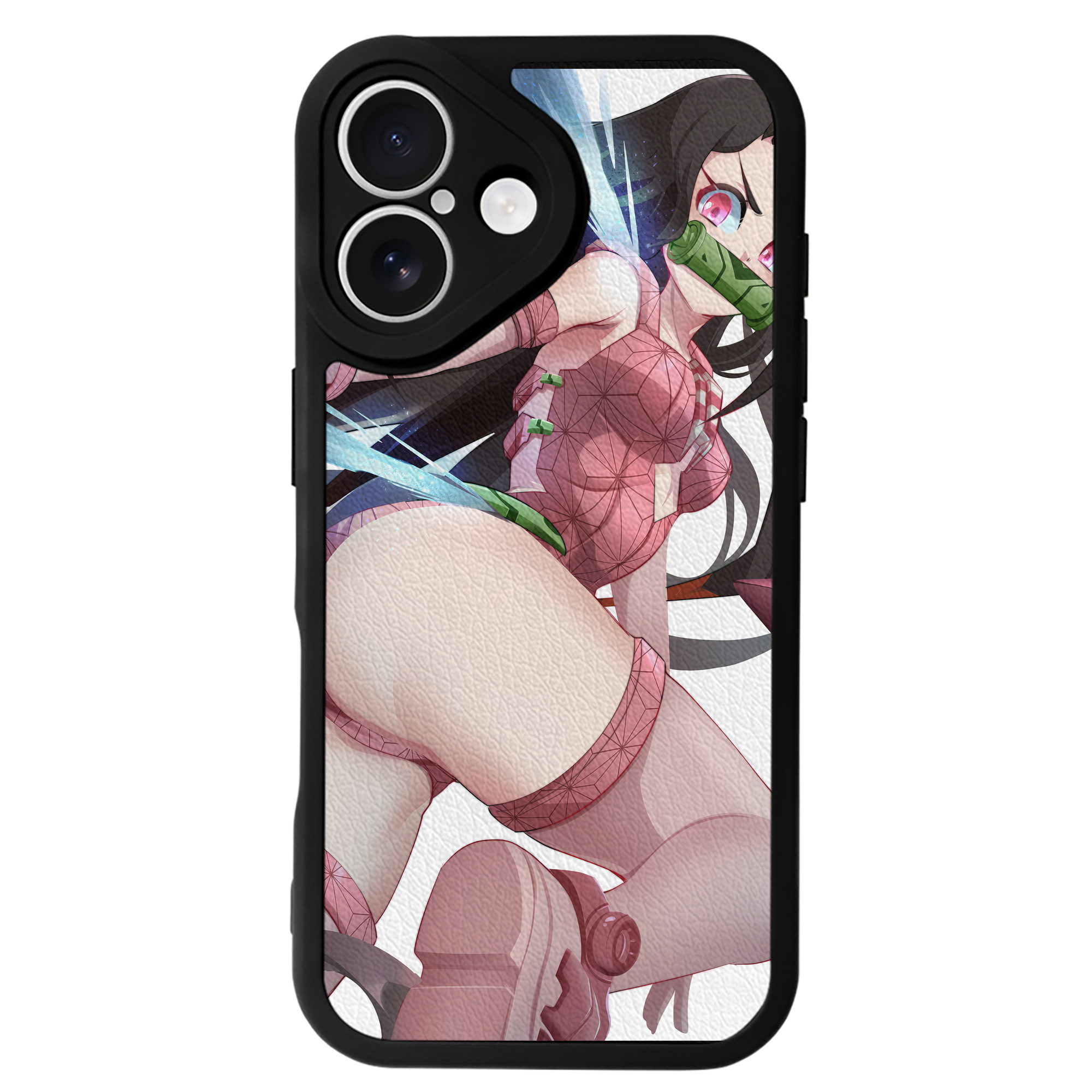 （画像用） 鬼滅の刃（きめつのやいば）竈門 禰󠄀豆子／かまど ねずこ Kamado Nezuko 【iPhone 16シリーズ対応】シリコンスマホケース（レザー調） 材質：シリコン